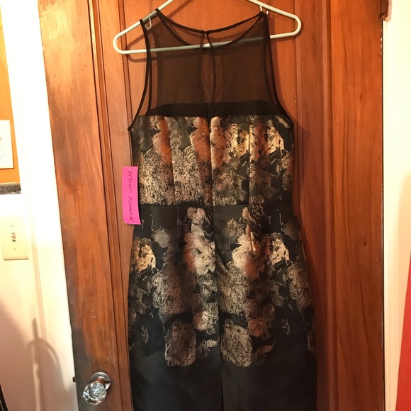 Betsey Johnson Black & Gold Metallic Sheath Dress - Picture 5 of 9